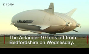 Airlander při staru v Cardingtonu 17.8.2016